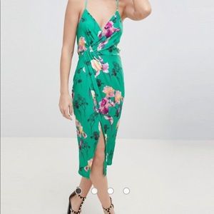 ASOS DESIGN slinky floral cami drape midi dress